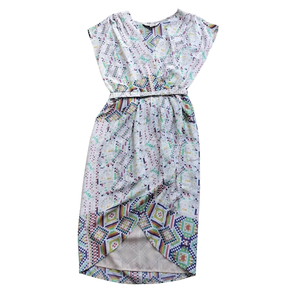 Presley Skye 100% Silk Multicolor Geometric Dress Size XS